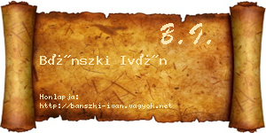 Bánszki Iván névjegykártya