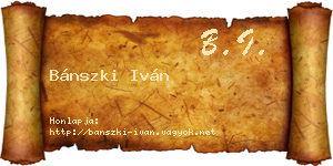 Bánszki Iván névjegykártya
